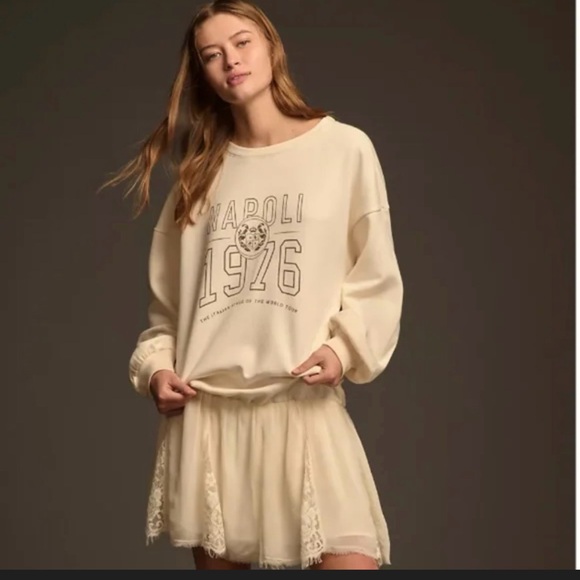 Anthropologie Sweatshirt Twofer Mini Dress featuring a Napoli 1976 graphic 2X - Picture 3 of 4